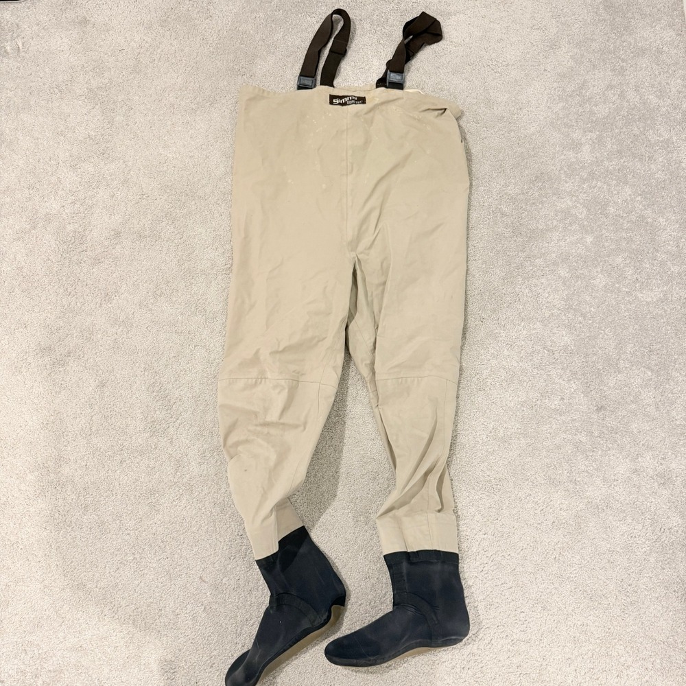 Simms Mens Large Gore-Tex Stockingfoot Chest Waders Tan Made in USA